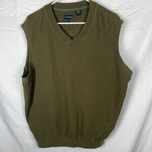 BOLLE GOLF Vest 100% Fine Pima Cotton V-Neck Olive Large